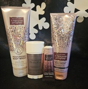 NWT Bath & Body Works A Thousand Wishes Body Wash Set - Pink and Gold